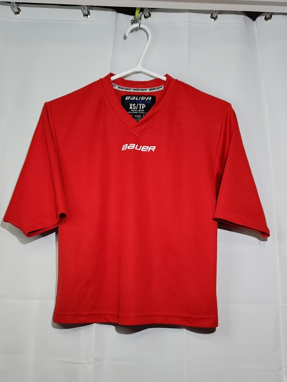 Bauer Youth XSmall Red V-Neck Performance Shirt - "Holcomb 93"